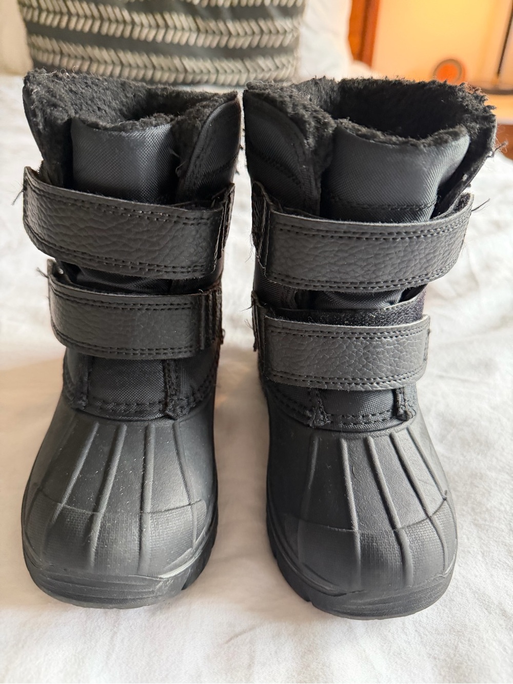 Joe Fresh Black Winter Snow Boots with Dual Velcro Straps, size 9C